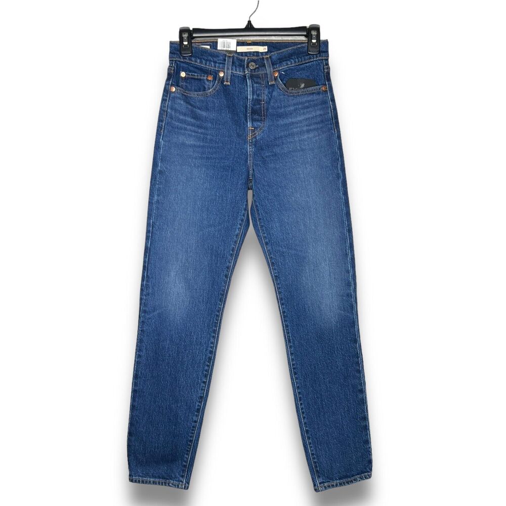 Levis Premium Womens Denim Jean Wedgie Icon Blue High Rise Button Fly Taper New